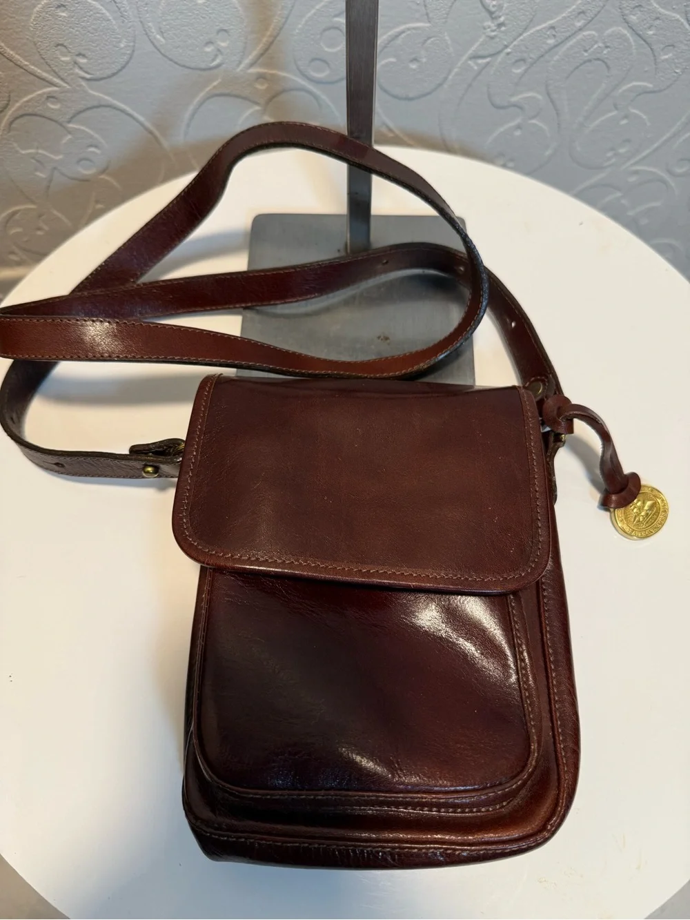 Vintage Brahmin Dark Brown Leather Crossbody Bag - Picture 14 of 15